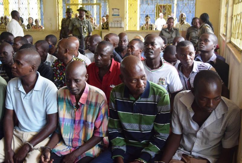 File image of Pastor Paul Mackenzie and other Shakahola massacre suspects.